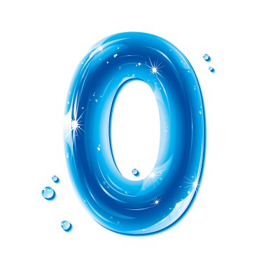 ABC series - Water Liquid Numbers - Number 0 clipart