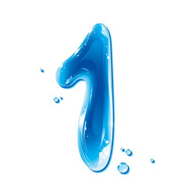 ABC series - Water Liquid Numbers - Number 1 clipart