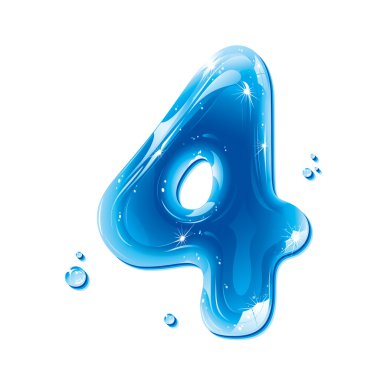 ABC series - Water Liquid Numbers - Number 4 clipart