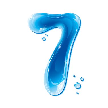 ABC series - Water Liquid Numbers - Number 7 clipart