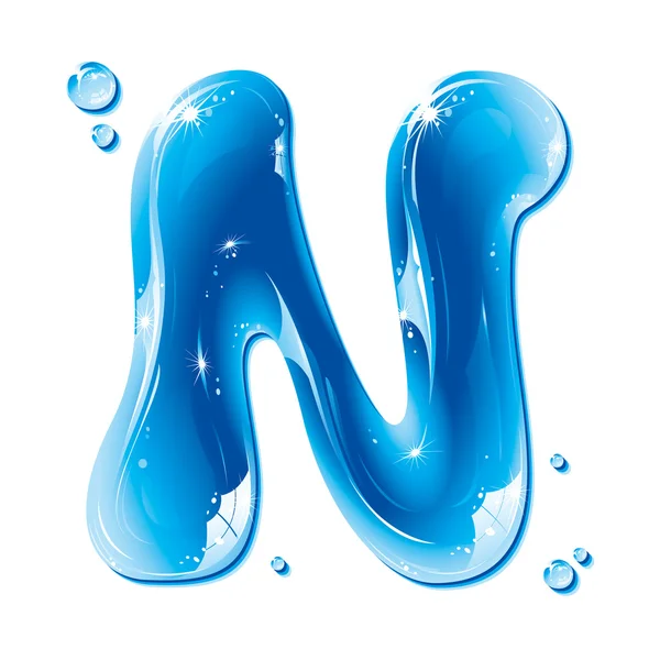 Abc シリーズ - 水液体の手紙 - 大文字 n — ストックベクタ