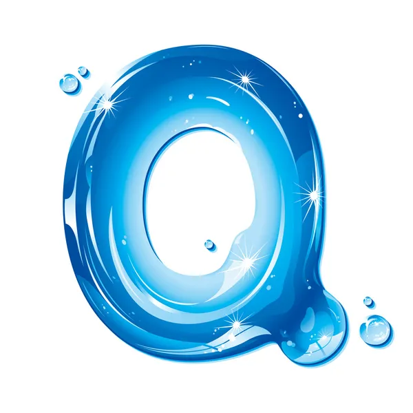 Abc シリーズ - 水液体の手紙 - 大文字 q — ストックベクタ