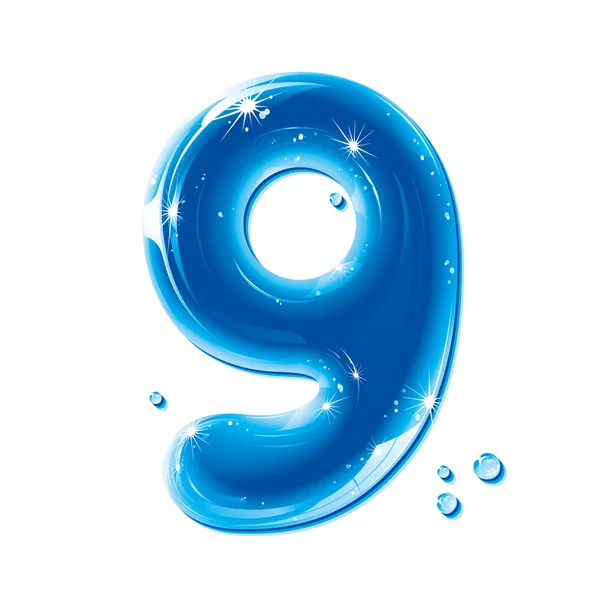 Serie ABC - Números Líquidos de Agua - Número 9 — Archivo Imágenes Vectoriales