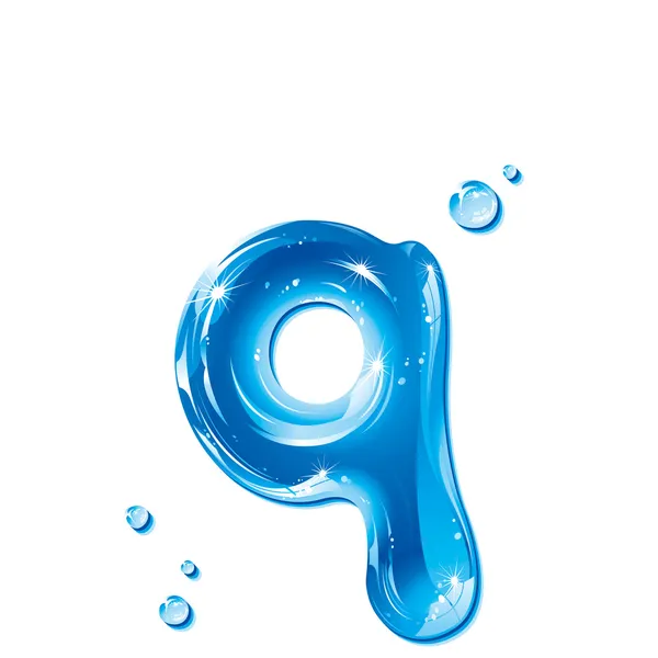 Série ABC - Lettre sur les liquides d'eau - Petite lettre q — Image vectorielle
