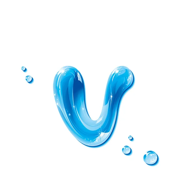 Serie ABC - Carta líquida del agua - Letra pequeña v — Vector de stock