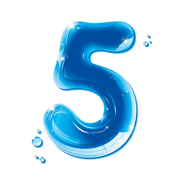 ABC series - Water Liquid Numbers - Number 5 — Stock Vector