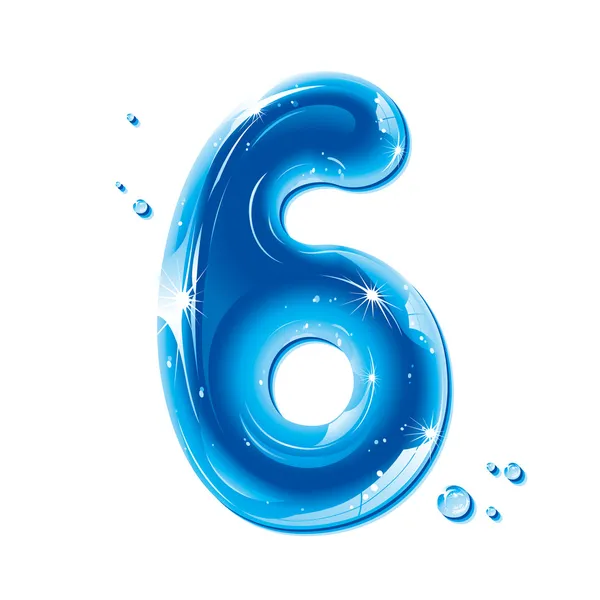 ABC series - Water Liquid Numbers - Number 6 — Stock Vector