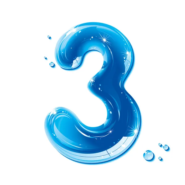 Serie ABC - Numeri liquidi dell'acqua - Numero 3 Vettoriali Stock Royalty Free
