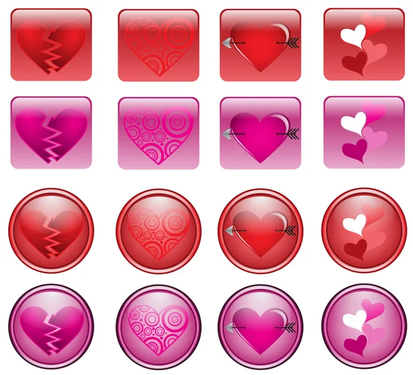 Heart Buttons — Stock Vector