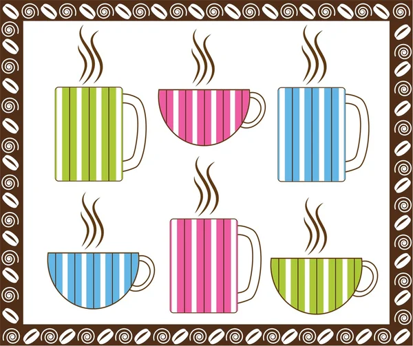 Pinstripe Coffee Cups — Stock Vector