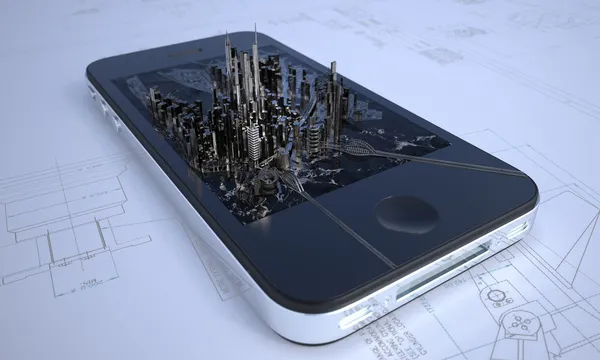 携帯電話の都市 ロイヤリティフリーのストック画像