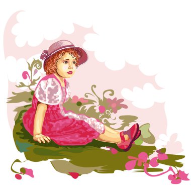 Child On Flower Meadow clipart