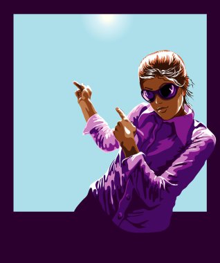 Girl Pointing At The Sky clipart