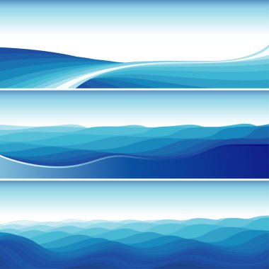 Set Of Blue Abstract Wave Backgrounds clipart