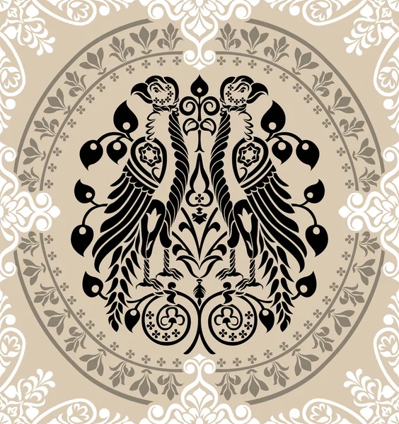 Heraldic Eagles decorat cu ornamente florale — Vector de stoc