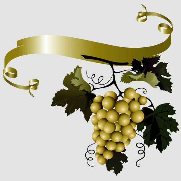 Виноград с листьями и лентой — стоковый вектор