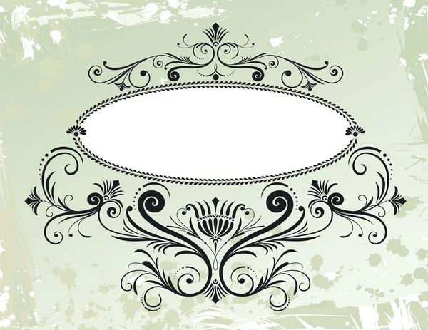 Floral Frame Ornament On Grunge Background — Stock Vector