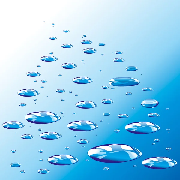 蓝色水滴和飞沫 — 图库矢量图片