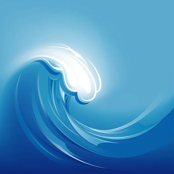 Big Blue Abstract Wave Background — Stock Vector
