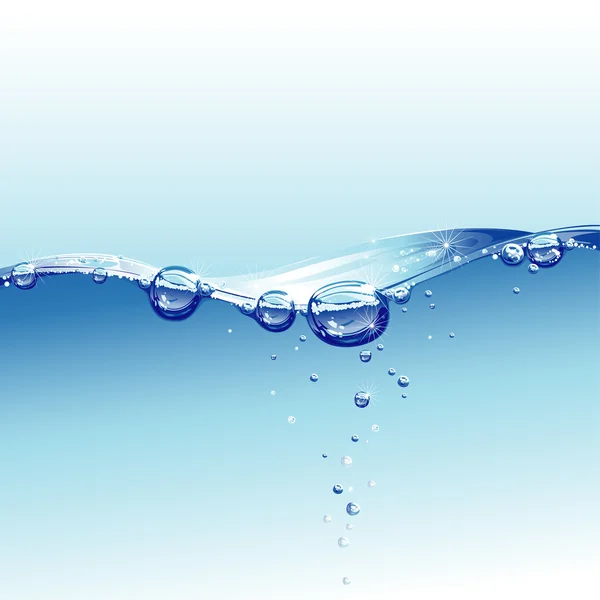 Onda de água com bolhas — Vetor de Stock