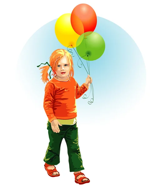 Barn med ballonger Vektorgrafik