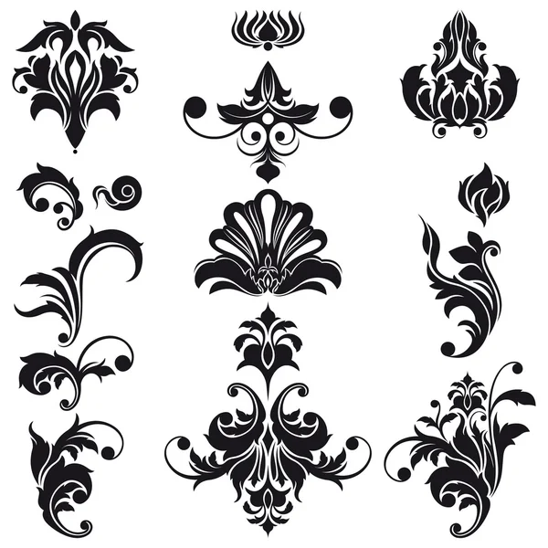 Elementos decorativos de diseño floral Vectores De Stock Sin Royalties Gratis