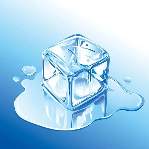 Cubo de gelo azul derretendo Ilustração De Stock