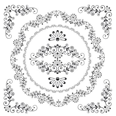 Decorative Floral Design Frame Elements clipart