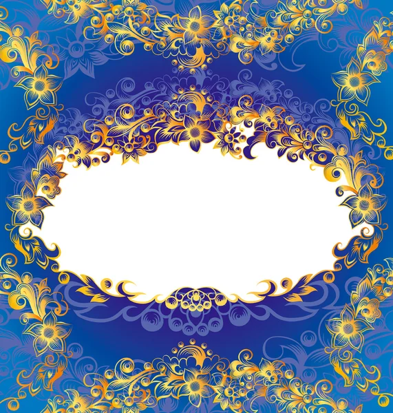 Marco floral azul decorativo — Vector de stock
