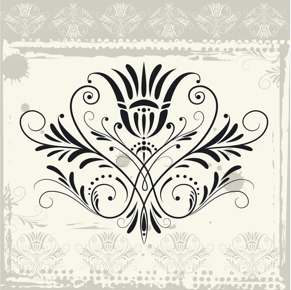 Floral Ornament On Grunge Background — Stock Vector