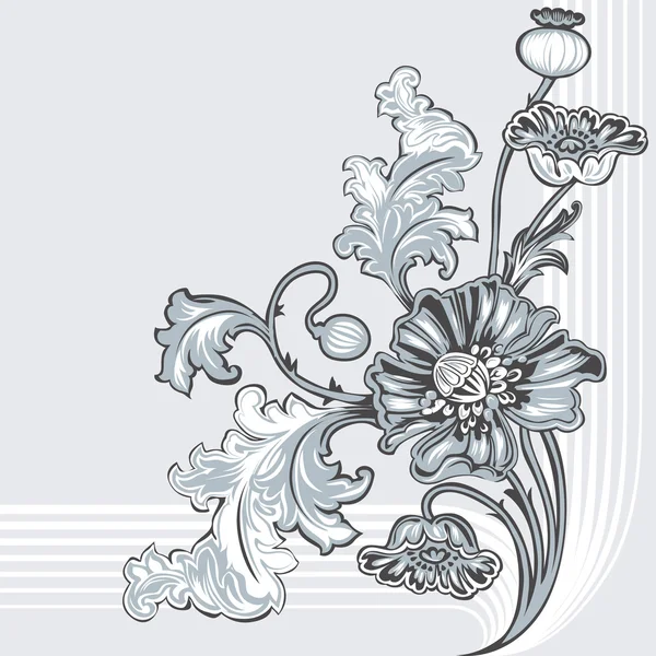Mák virág dekoráció — Stock Vector