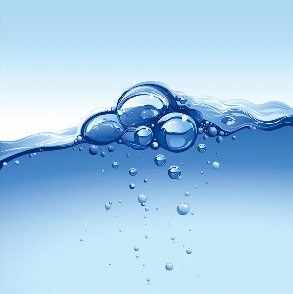 Ola de agua clara con burbujas Ilustración de stock