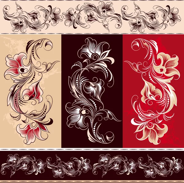 Elementos decorativos de adornos florales Gráficos vectoriales