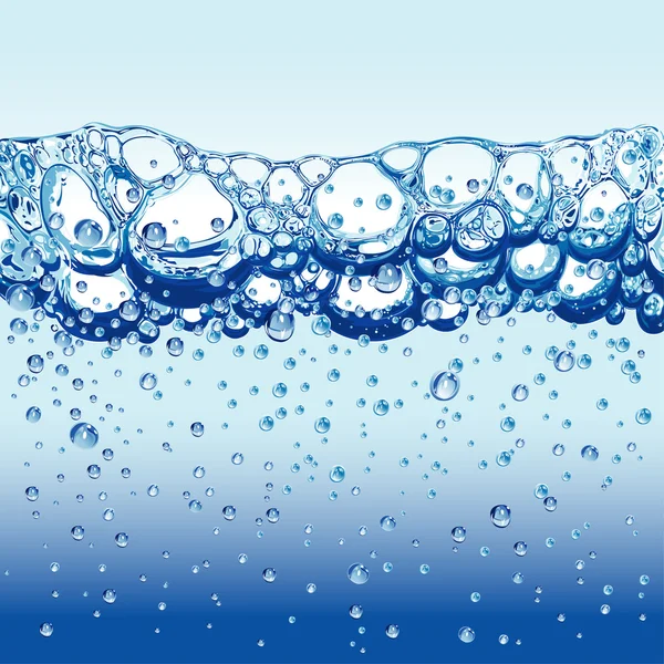 Wasser mit perlenden Blasen und Schaum — Stockvektor