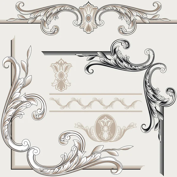 Conjunto de elementos de decoração clássicos — Vetor de Stock
