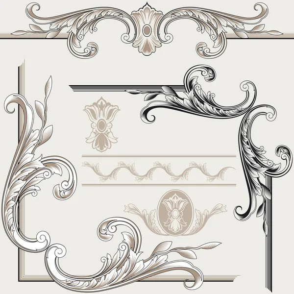 Conjunto de elementos de decoración clásicos Ilustraciones de stock libres de derechos