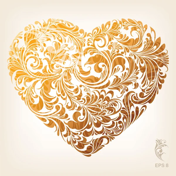 Ornamental Gold Heart Pattern — Stock Vector