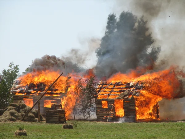 A tűz kunyhók Stock Kép