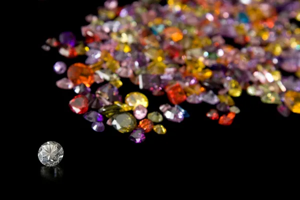 Diamant en verspreide gem trail — Stockfoto