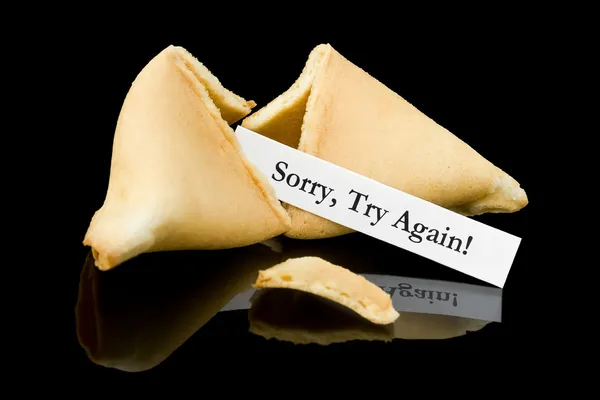 Fortune cookie: "Tyvärr, försök igen!" — Stockfoto