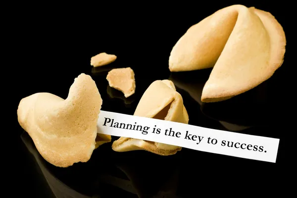 Fortune cookie: "plánování je klíčem k úspěchu." — Stock fotografie