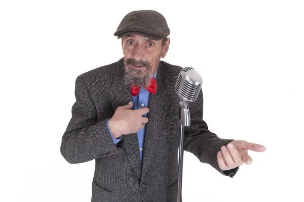 Host with microphone — Stock Photo, Image