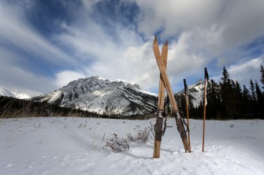 Vintage skis clipart