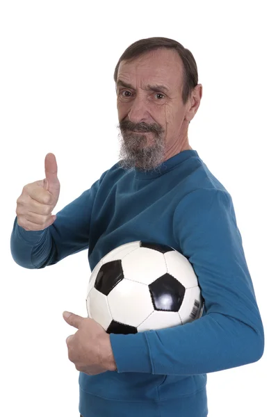 Giocatore di calcio in pensione che mostra pollice in su — Foto Stock