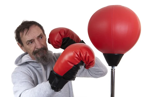 Uomo anziano boxe — Foto Stock