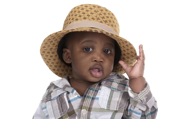 Svært lite barn med hatt – stockfoto