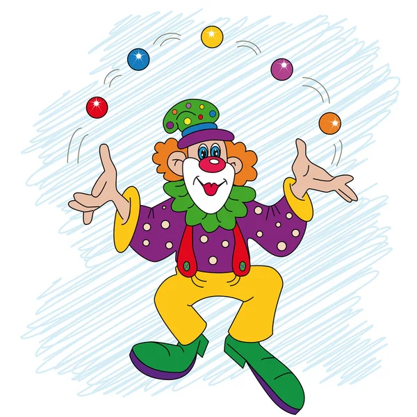 Clown met ballen — Stockvector