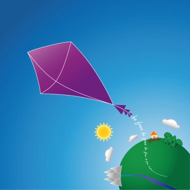 Kite flies from planet Earth that says 