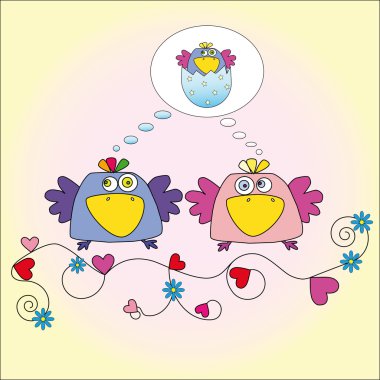Dream of two bird clipart
