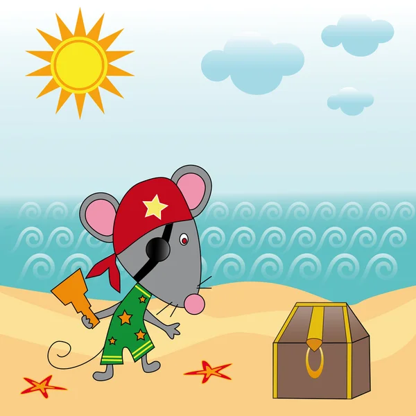 Mouse pirate — Stock Vector